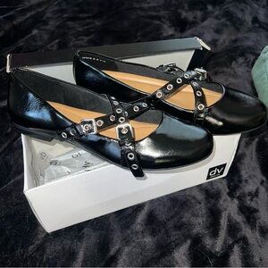 DV by Dolce Vita Tia Black Flats with Strap Detail
